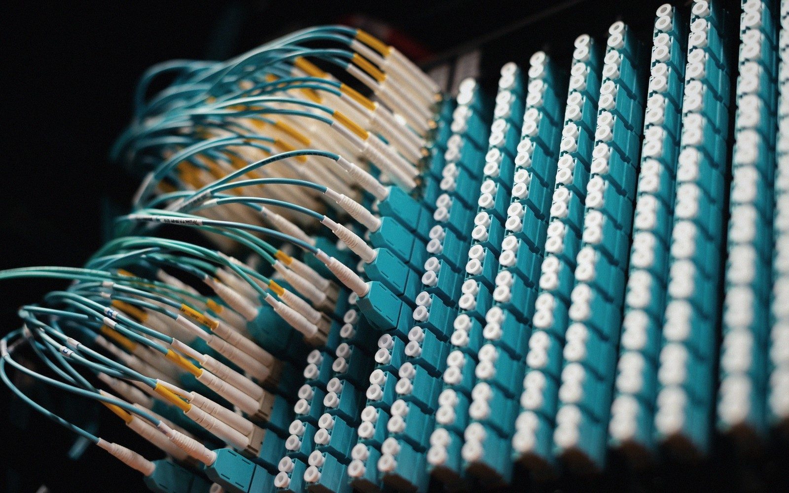 A rack of radio equipment with cabling